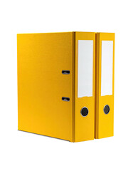 Two bright yellow file folders, side-by-side, with white dividers