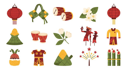 Festive Cultural Icons Set A Collection of Traditional Symbols and Decorations