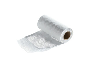Rolled white fabric, likely bandage material, partially unfurled