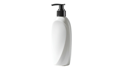 White plastic pump bottle with swirling design