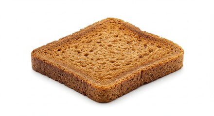 A single slice of toasted whole wheat bread on a white background.