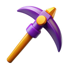 3d cartoon pickaxe tool for gaming isolated on transparent background