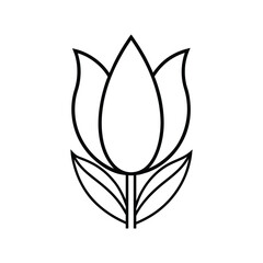 Elegant Rose Flower Outline Icon Design.