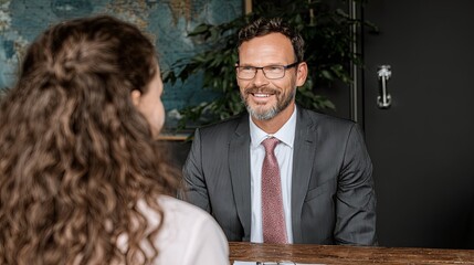 Business Meeting with Smiling Professional in Office