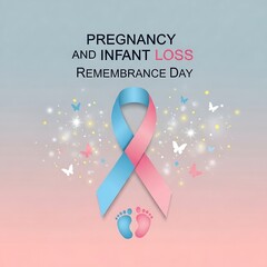 Fototapeta premium Pregnancy and infant loss remembrance day with pink and blue ribbon