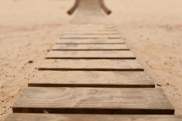wooden bridge on the beach
