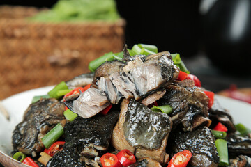 Taihe Black-Boned Chicken Stir Fry with Fresh Vegetables and Chili Peppers Asian Cuisine Dish