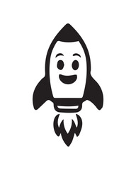 Black and white rocket vector art design
