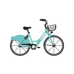 Public Bike Sharing Vector – Flat Bicycle Illustration