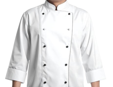 Close-up of a white chef's jacket
