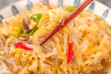 Hot Pot with Pickled White Cabbage and Glass Noodles - Traditional Chinese Cuisine