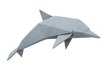 Origami dolphin paper craftsmanship on transparent background