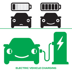 Electric Vehicle charging station sign, illustration vector
