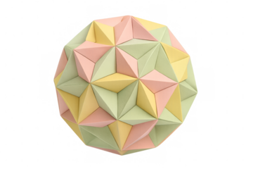 Origami paper polyhedron sphere with pastel colors