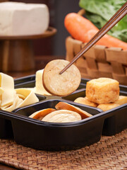 Hot Pot Platter with Fresh Tofu and Vegetables for Shabu Shabu Cooking