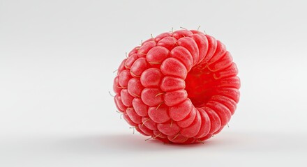 Single Ripe Raspberry Isolated on White Background Studio Shot.