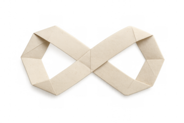 Origami infinity symbol representing endless creativity on transparency