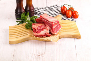 Raw beef rib for cooking