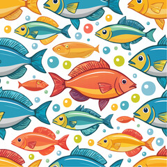 Naklejka premium fish seamless pattern