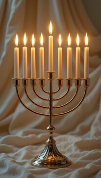 hanukkah menorah with candles