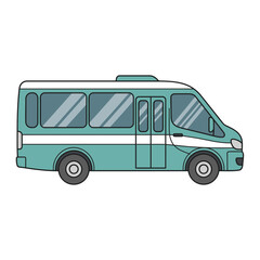 Minibus Public Transport Vector – Flat Urban Vehicle Illustration