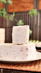 Handmade White Meat Cake with Fruit Specialties from Macheng Hubei China Traditional Food