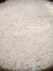 Cooked White Rice Grains Texture Close-Up Food Background