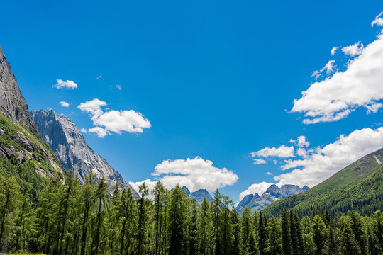 Beautiful view on the Green mountains with clear blue sky.