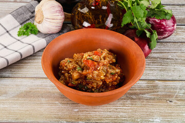 Grilled vegetables salad - Eggplant, tomato and pepper
