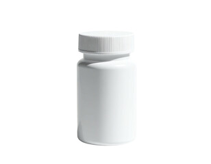 White plastic pill bottle with a white cap, simple and generic