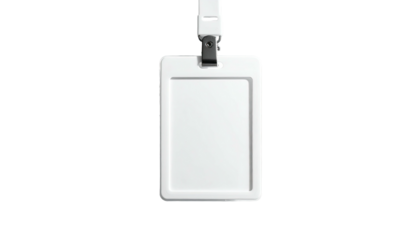 Blank white ID card with lanyard