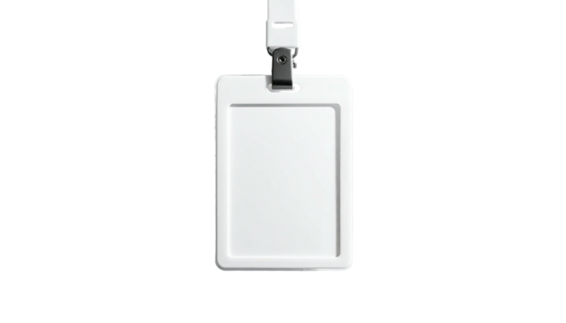 Blank white ID card with lanyard - Powered by Adobe