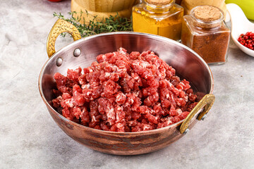 Raw beef minced meat for cooking