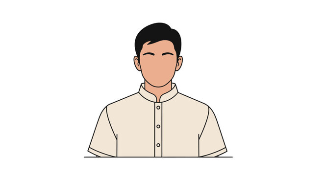 Illustration of a person wearing a traditional Filipino Barong Tagalog shirt, showcasing cultural attire and a simple, elegant design for a minimalist representation