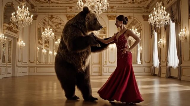 dancing bear grand ballroom dance grizzly elegant woman