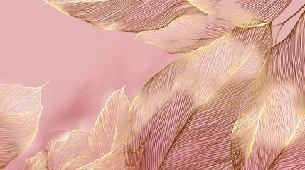 Rose petals with golden veins. Delicate floral arrangement. Soft, elegant background