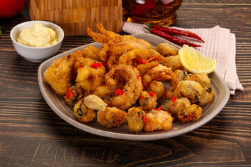 Fritto misto - deep fried seafood mix
