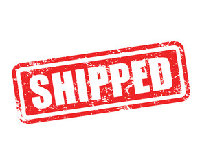SHIPPED Stamp Label – Grunge Rubber Seal Vector Illustration Isolated on White Background