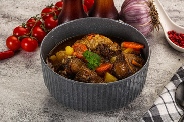 Gourmet Oxtail beef soup with vegetables