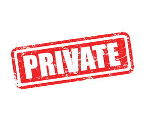 PRIVATE Stamp Label – Grunge Rubber Seal Vector Illustration Isolated on White Background