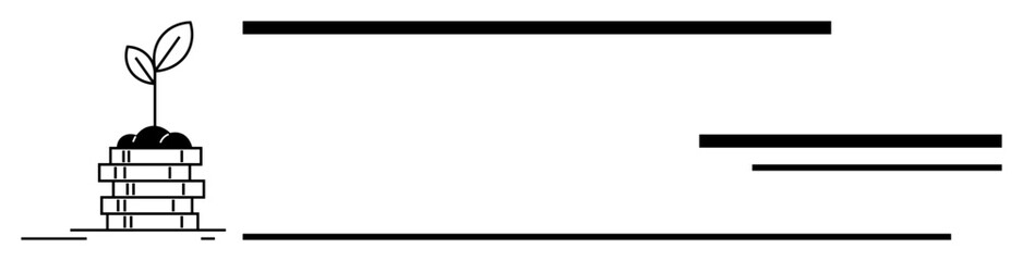 Stack of coins with sprouting plant symbolizing economic progress, investment, environmental care, and growth. Ideal for finance, sustainability, business, investment, saving eco-economy growth