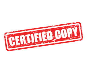 CERTIFIED COPY Stamp Label – Grunge Rubber Seal Vector Illustration Isolated on White Background