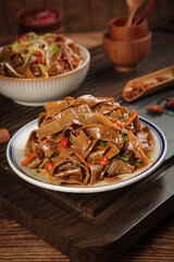 Shaanxi Buckwheat Noodles Chinese Specialty Dish with Red Peppers Oil Sauce Traditional Asian Cuisine