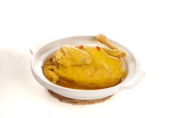 Nourishing Chicken Yam Mushroom Soup in Ceramic Pot - Traditional Asian Comfort Food Recipe