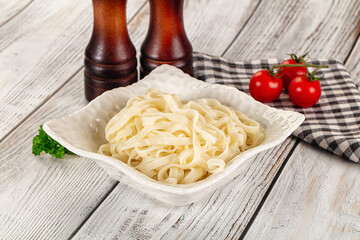 Boiled wheat asian udon noodles