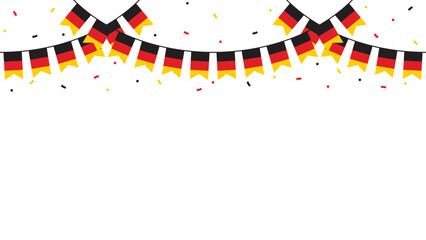 Seamless flag of Germany party bunting border. Flat design illustration.