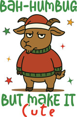 Bah Humbug But Make It Cute - Funny Festival Christma T- Shirt Design, Sarcastic Animal Xmas Quotes, holiday joke Christma Sublimation
