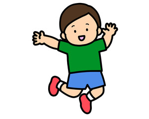 笑顔でジャンプする男の子