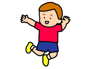 笑顔でジャンプする男の子