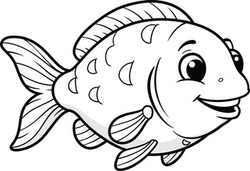 Cartoon fish illustration, cheerful aquatic character, playful sea animal artwork, smiling fish design, children’s book mascot, underwater marine graphic element